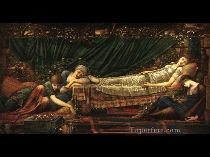 眠れる森の美女 ラファエル前派 サー・エドワード・バーン・ジョーンズ油絵